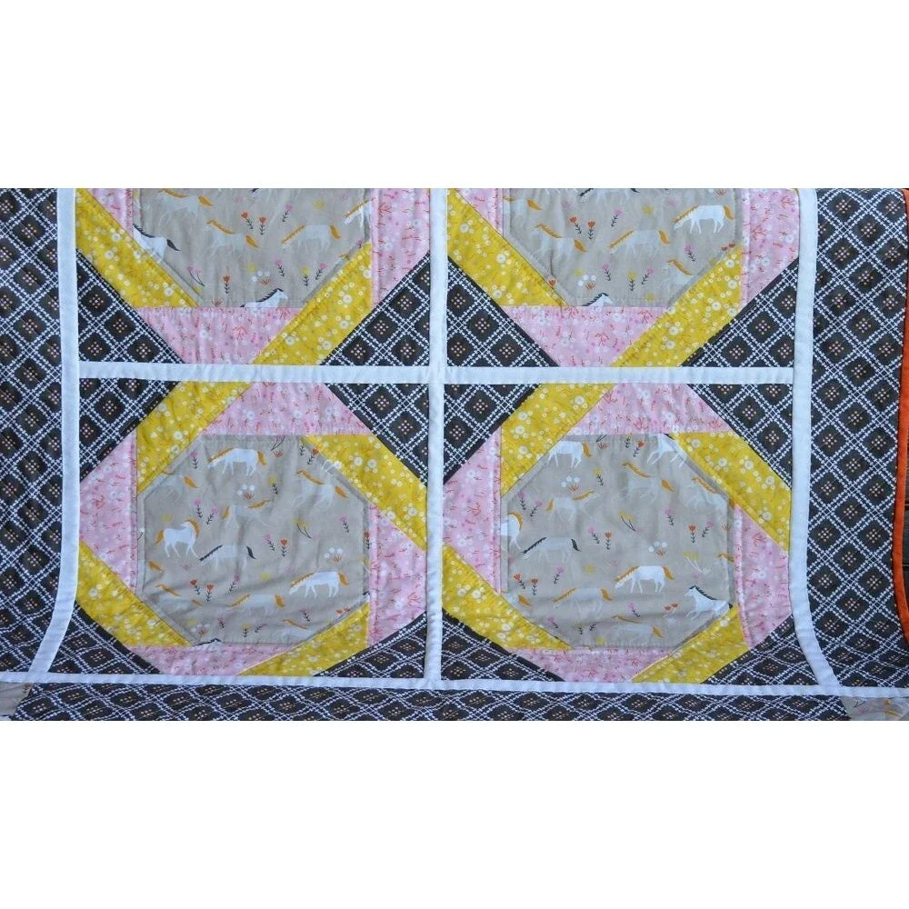 Horse Lover Baby Quilt, Girl Heirloom Patchwork Quilt